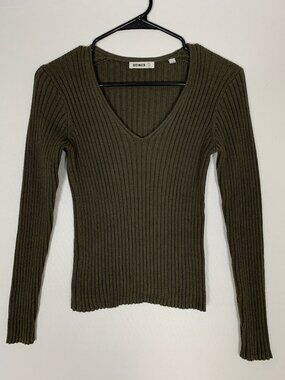 Buck Mason Fluted Rib V-Neck Long Sleeve